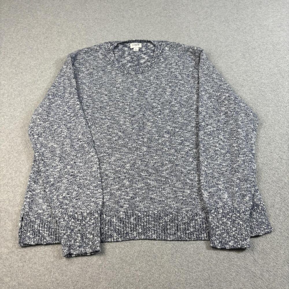 J Crew Sweater Woman Large Blue Marled Crewneck Pullover Lightweight Heritage
